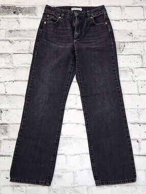 Garage Denim 90s Straight Jeans Size 1 Black High Rise Organic Cotton